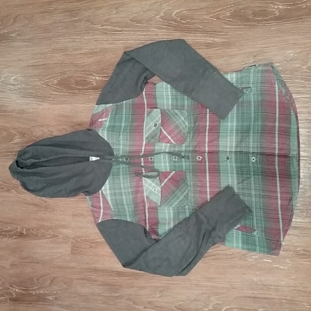 (M) Columbia Plaid Print Casual Outdoors Camping Hiking Comfy Hooded